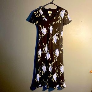 Talbots Black w/ Blue Flowered Dress (12)